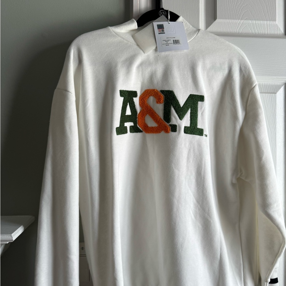 NWT Russell Athletic White Sweatshirt with Green and Orange A&M Logo